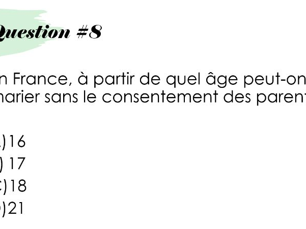 A level French End of Year Quiz