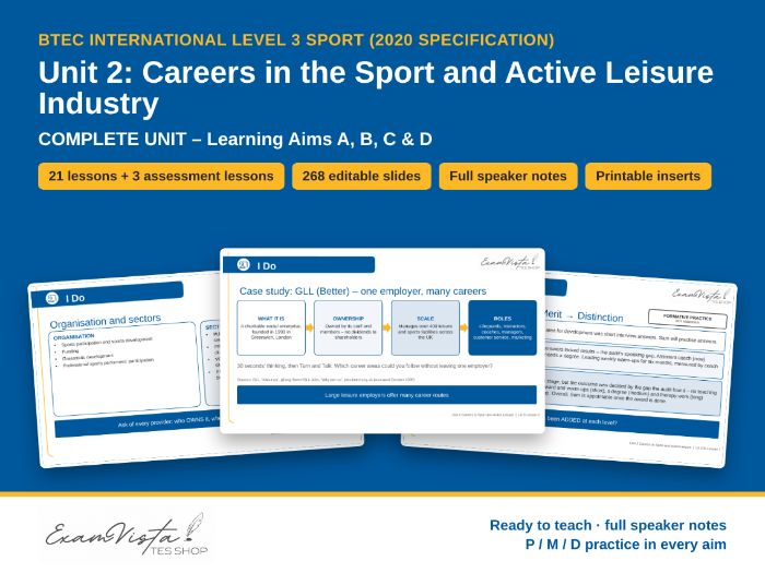 Careers in the Sport and Active Leisure Industry | BTEC International Level 3 Sport Unit 2