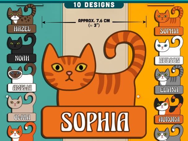 Cat Name Tags, Adorable Kitten Classroom Decor, Editable Locker & Cubby Labels, Cozy Animal Theme