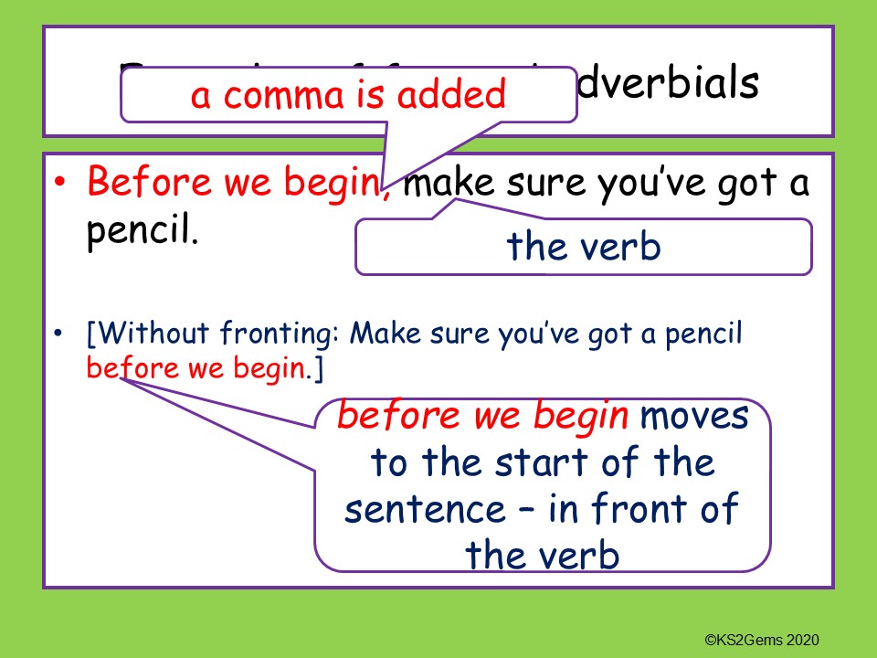 Y4 GPS Fronted Adverbials