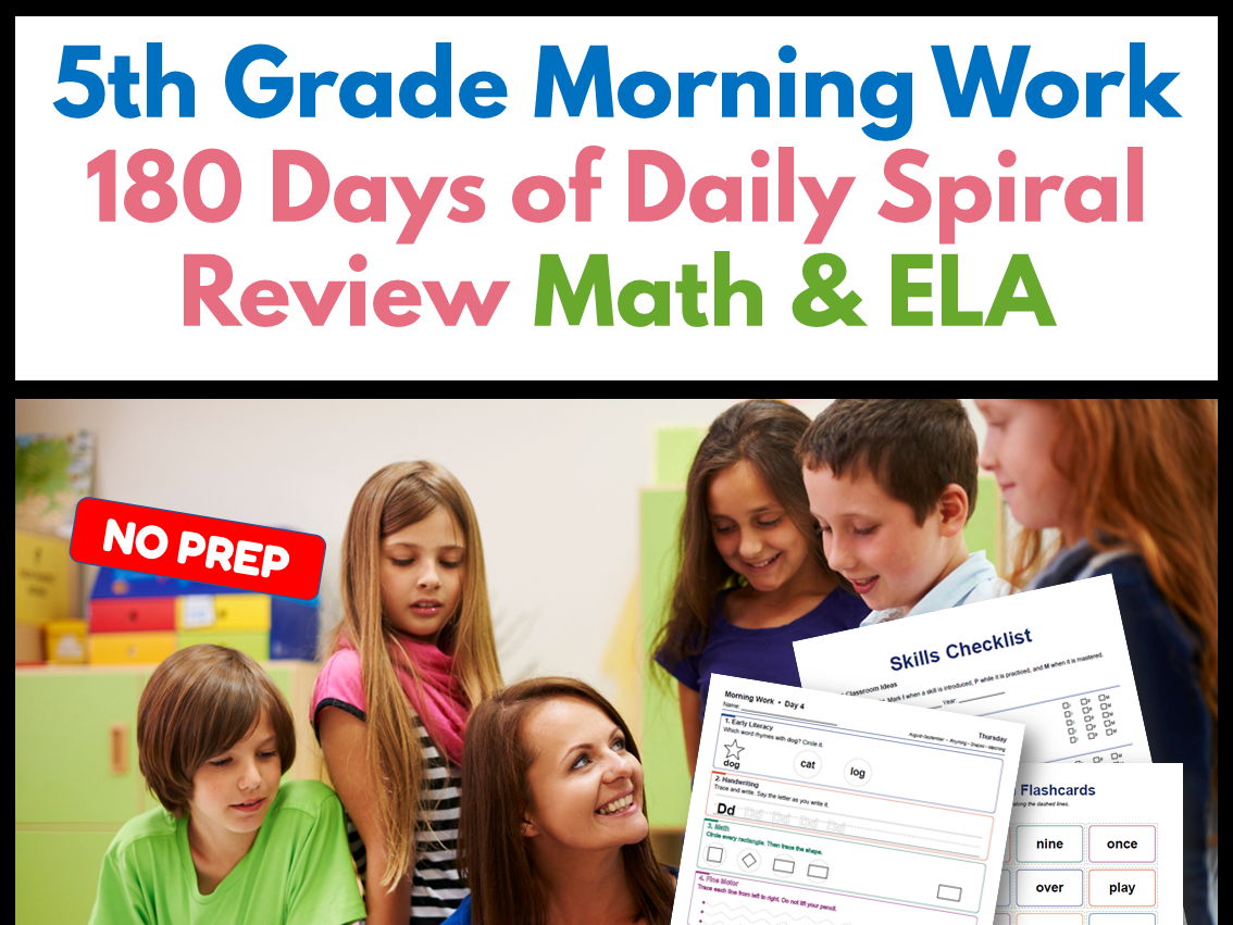 5th Grade Morning Work | 180 Days of Daily Spiral Review | Math & ELA