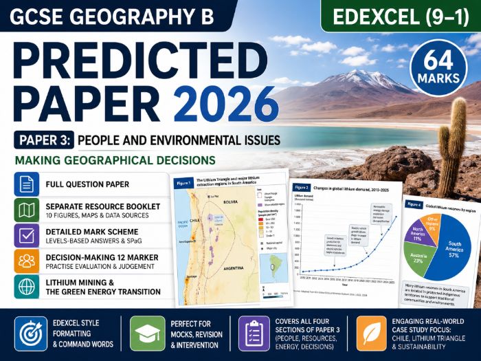 GCSE Geography B Edexcel Paper 3 Predicted Paper 2026 + Resource Booklet + Mark Scheme