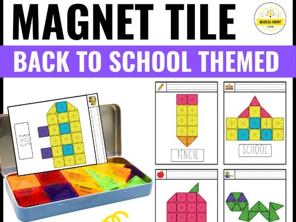 Back to School Magnetic Magnet Tile Task Cards Building | Fine Motor Game
