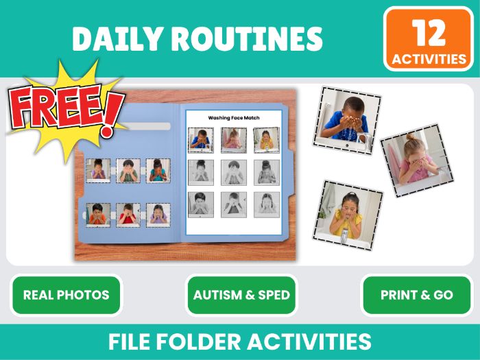 Free Daily Routine Matching Tasks ASD
