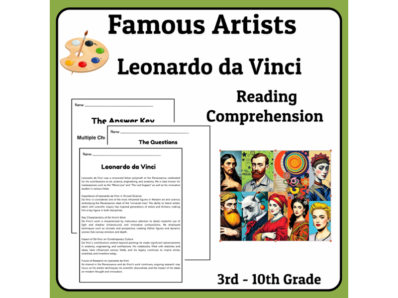 Leonardo da Vinci Reading Comprehension Passages & Questions Worksheets
