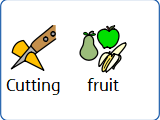 Aided language display level 2 cutting fruit