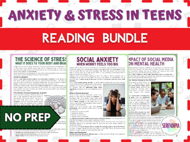 Anxiety, Stress and Social Media Reading Comprehension | KS3 - KS4 Literacy Mental Health