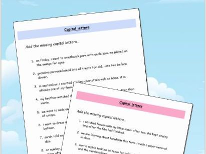 Adding Capital Letters - Two Sentences