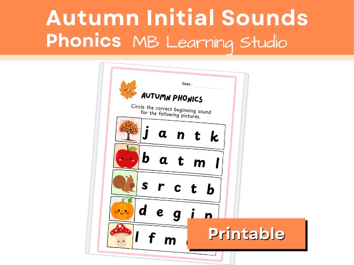 Autumn / Fall Initial Sound Worksheet | EYFS, KS1, Pre-K–1st Grade