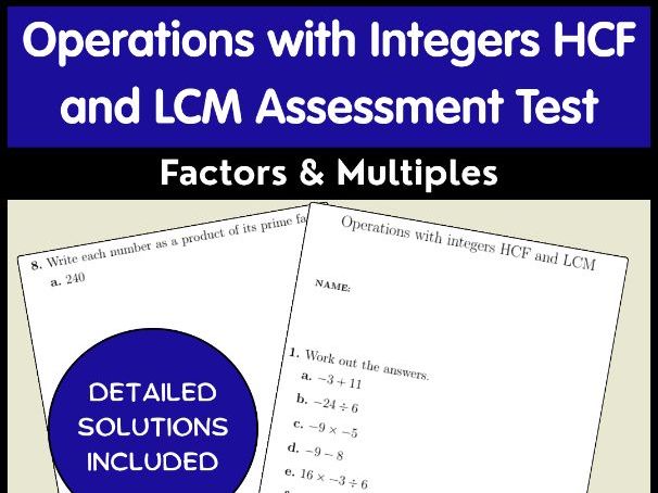 Operations with Integers HCF and LCM Assessment Test | Factors & Multiples