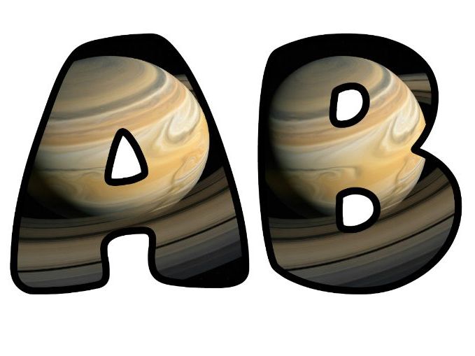 Solar System Planet Saturn Classroom Display | Lettering Set | Upper & Lowercase, 0-9 and Signs