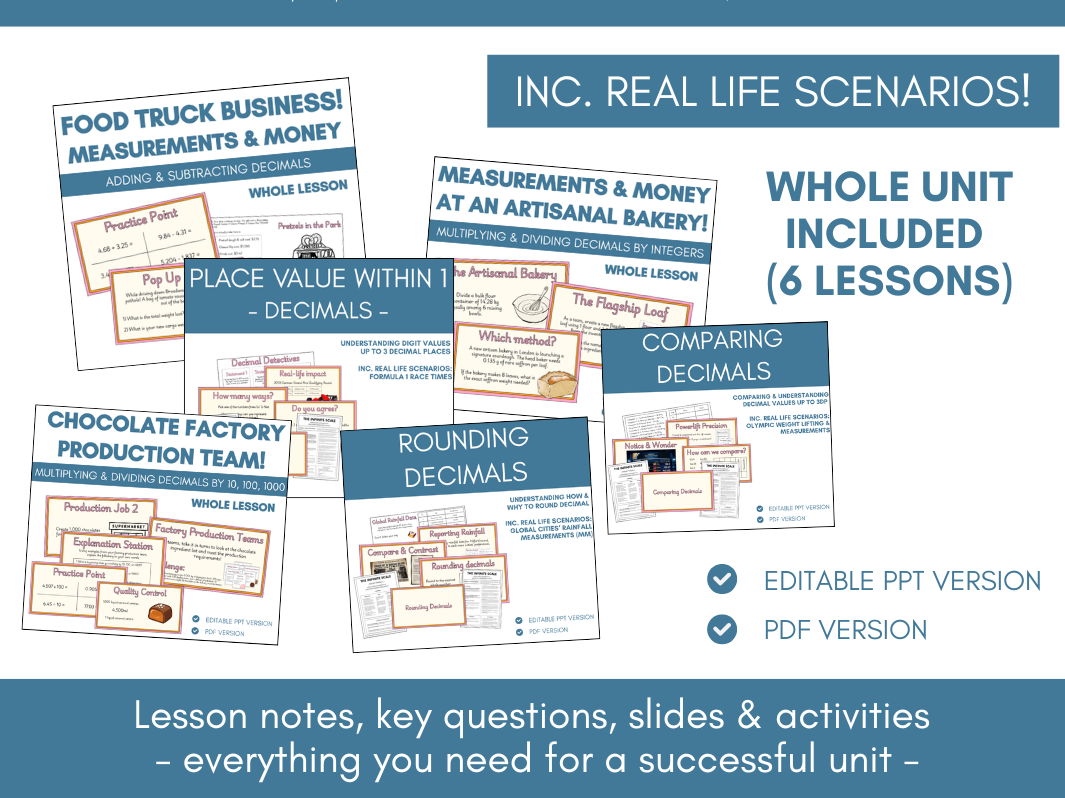 Decimals | Whole Unit | Lesson Notes, Slides & Activities