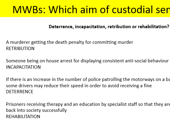 AQA Psychology custodial sentencing offending behaviour