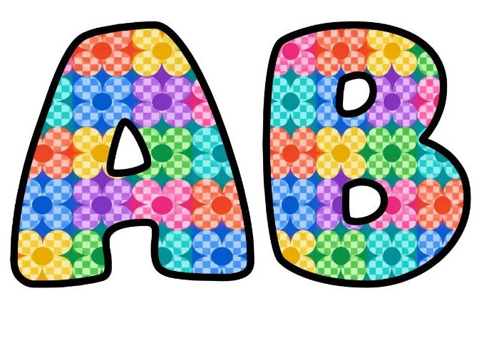 Rainbow Checks and Flowers Bubble Letters | Rainbow Bulletin Board Letters | Classroom Display Pack