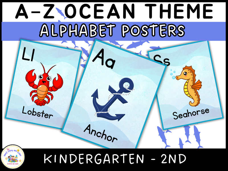 A-Z Ocean Theme Alphabet Posters Printables