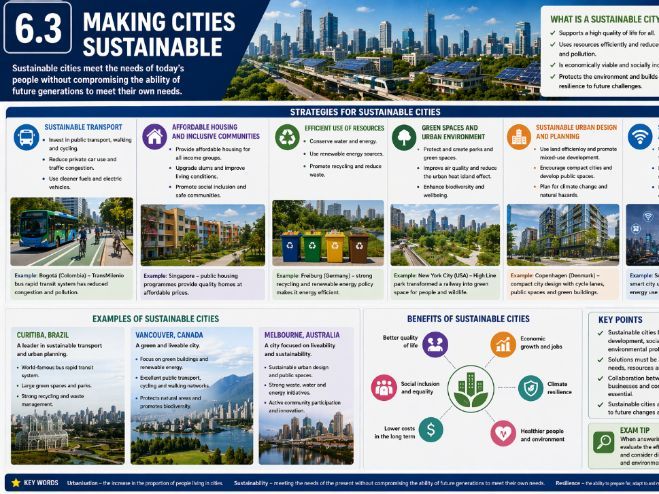 iGCSE Geography Edexcel - Topic 6. Urban Environments (6.3 Making Cities Sustainable)