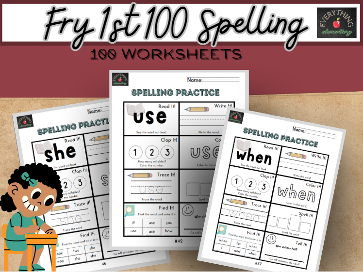 Fry's First 100 Spelling Practice Worksheets
