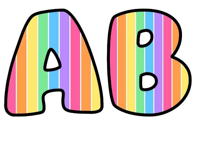 Candy Vertical Stripes Bubble Letters | Striped Bulletin Board Letters | Classroom Display Pack