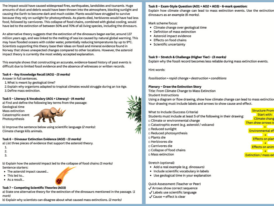 B14/L3 - More About Extinction Lesson Worksheet With Answers/GCSE/AQA/Combined Science