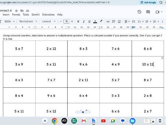 Times table connect 4
