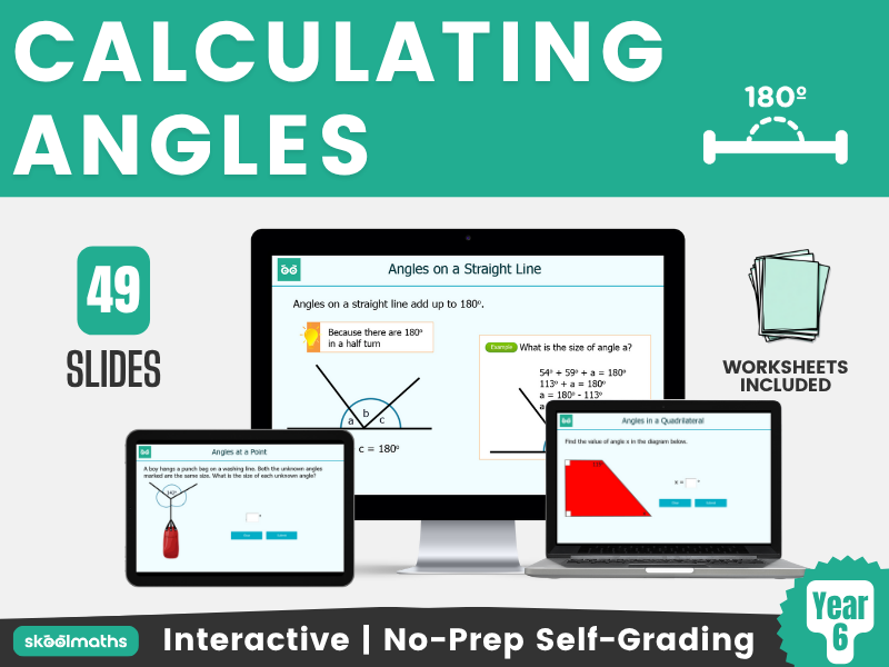 Calculating Angles - Year 6 Digital Maths Lesson and Activities + Printable worksheet
