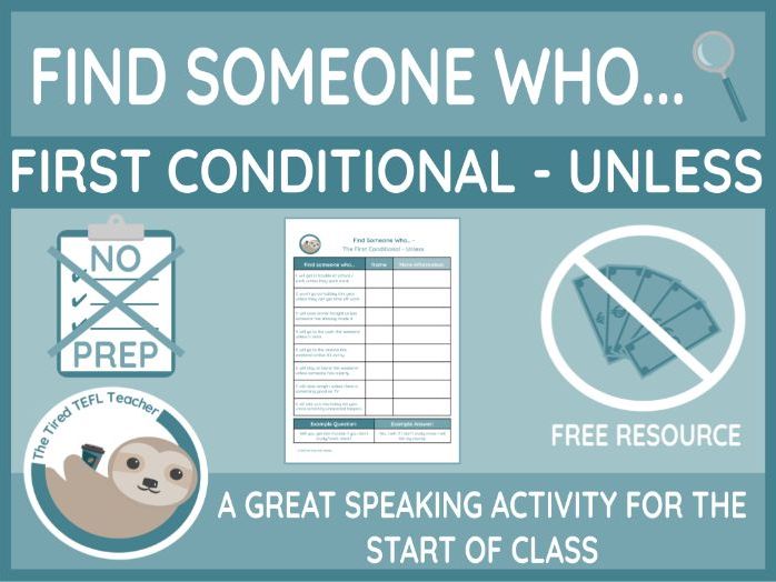 ESL Find Someone Who Activity - The First Conditional with Unless
