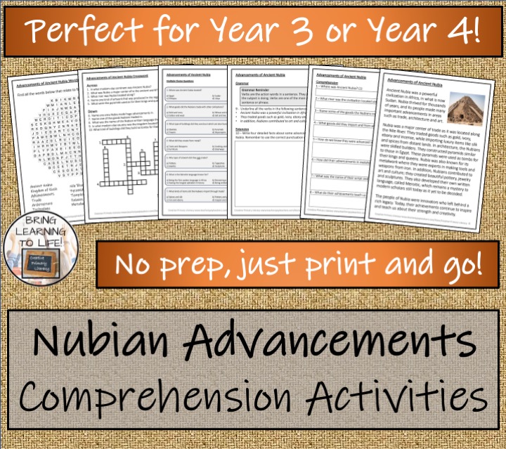 Ancient Nubia Advancements Reading Comprehension Activities | Year 3 or ...