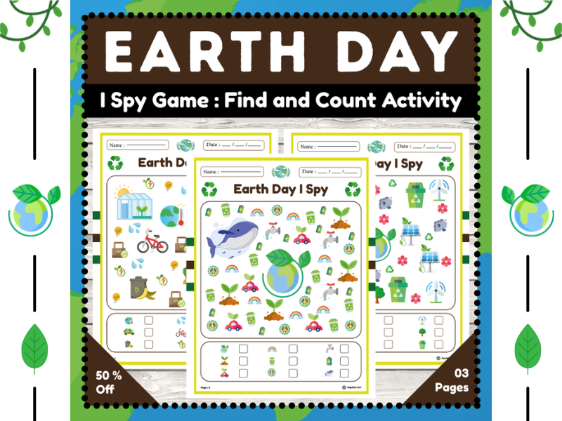 Earth Day I Spy Game : Find and Count Printables for Kids