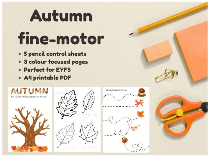 5 Autumn fine-motor sheets