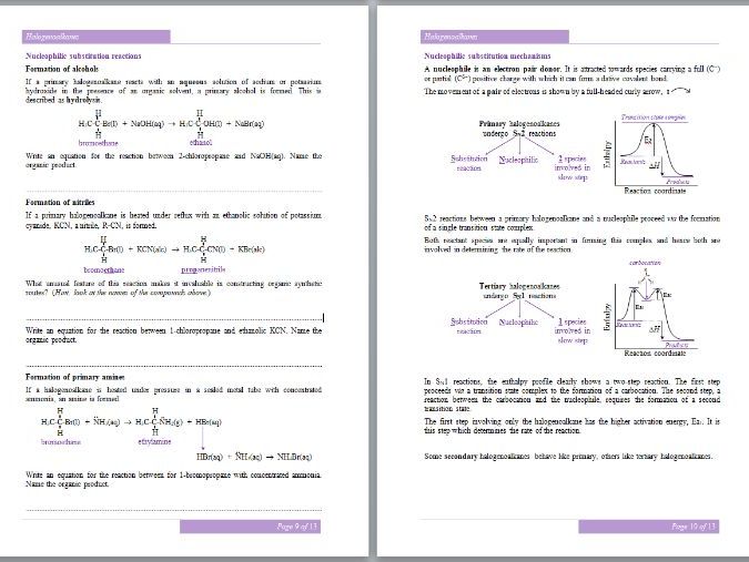 Halogenoalkanes Workbook - A-Level Chemistry