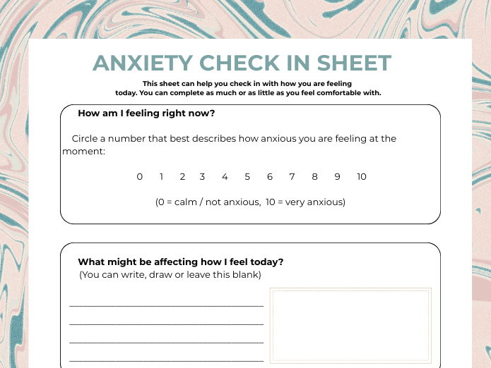 Anxiety Check In Sheet for Secondary Students | Pastoral & Wellbeing Resources