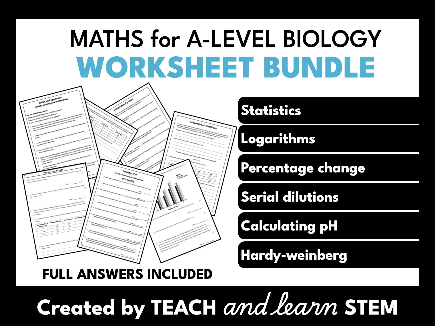 A-level Biology Maths Skills Worksheet Bundle