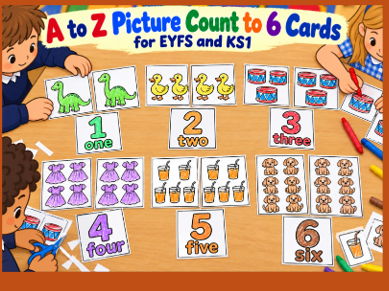 A to Z Picture Count to 6 Card Sets