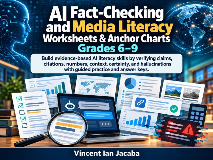 AI Fact-Checking & Media Literacy Worksheets and Anchor Charts | Grades 6–9