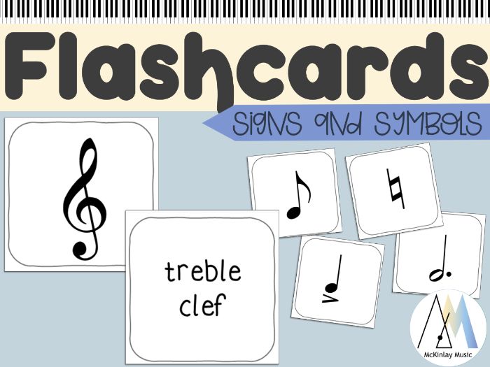 Musical Signs and Symbols Flashcards - 36 printable cards for all ages