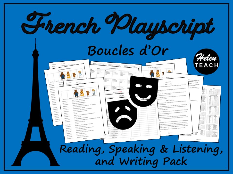 French Playscript Pack | Boucles d'Or | Reading, Speaking & Listening, Writing