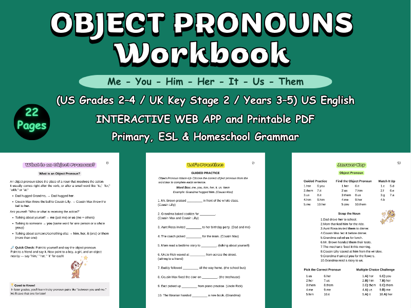 Object Pronouns Workbook: Gr 2-4 / KS2