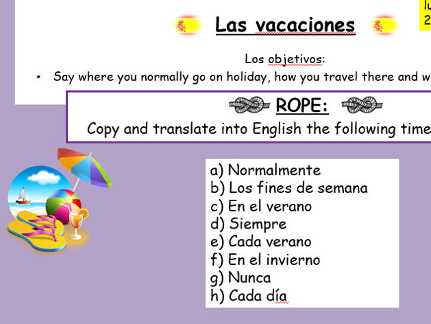 KS3 Spanish Lesson 4: Holidays – Present Tense & Near Future | Grammar Revision Lesson