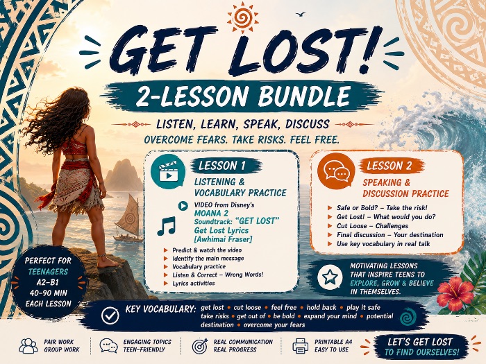 Motivation  with Moana 2-Lesson Teen Speaking & Listening Bundle