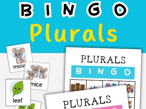 Plural Nouns Bingo Game | Regular & Irregular Plural Nouns Activity | Printable