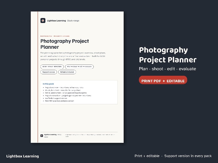 Photography Project Planner + Shoot Plans