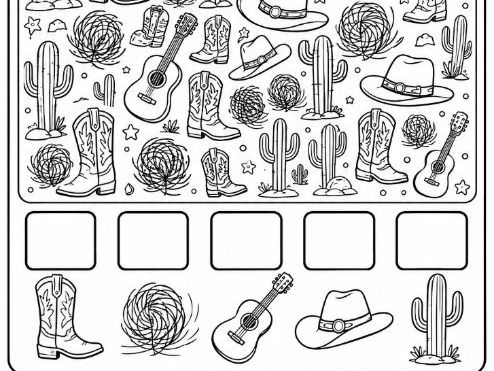 I Spy the American Wild West Colouring Worksheet