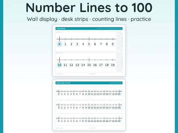 Number Lines to 100 | Wall Display, Desk Strips, Counting in 2s 5s 10s