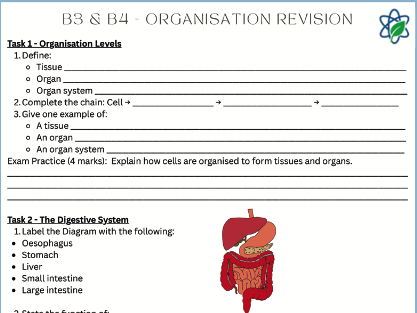 B3/B4/Revision Lesson/Organisation/With Answers/GCSE/AQA/Combined Science/Biology/Cover/Homework/