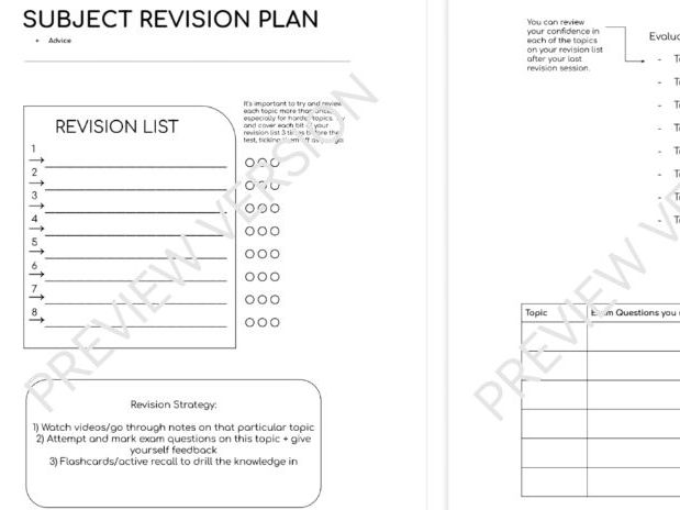 Subject Revision Planner