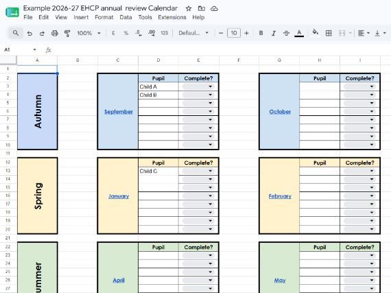 Annual Review Calendar Template