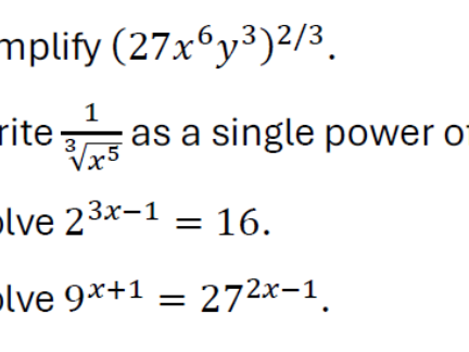 Indices and Exponential Equations
