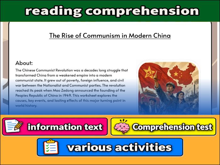 The Rise of Communism in Modern China - Comprehension 91����t & Activities