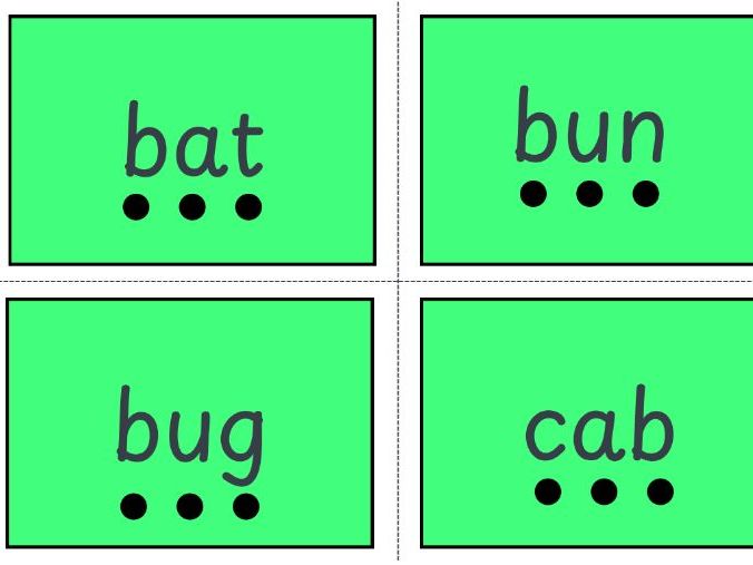 Set 1 Green Words - 4 words for each sound taught