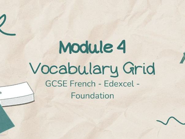 GCSE French Foundation - Edexcel - Module 4 - Vocabulary Grid